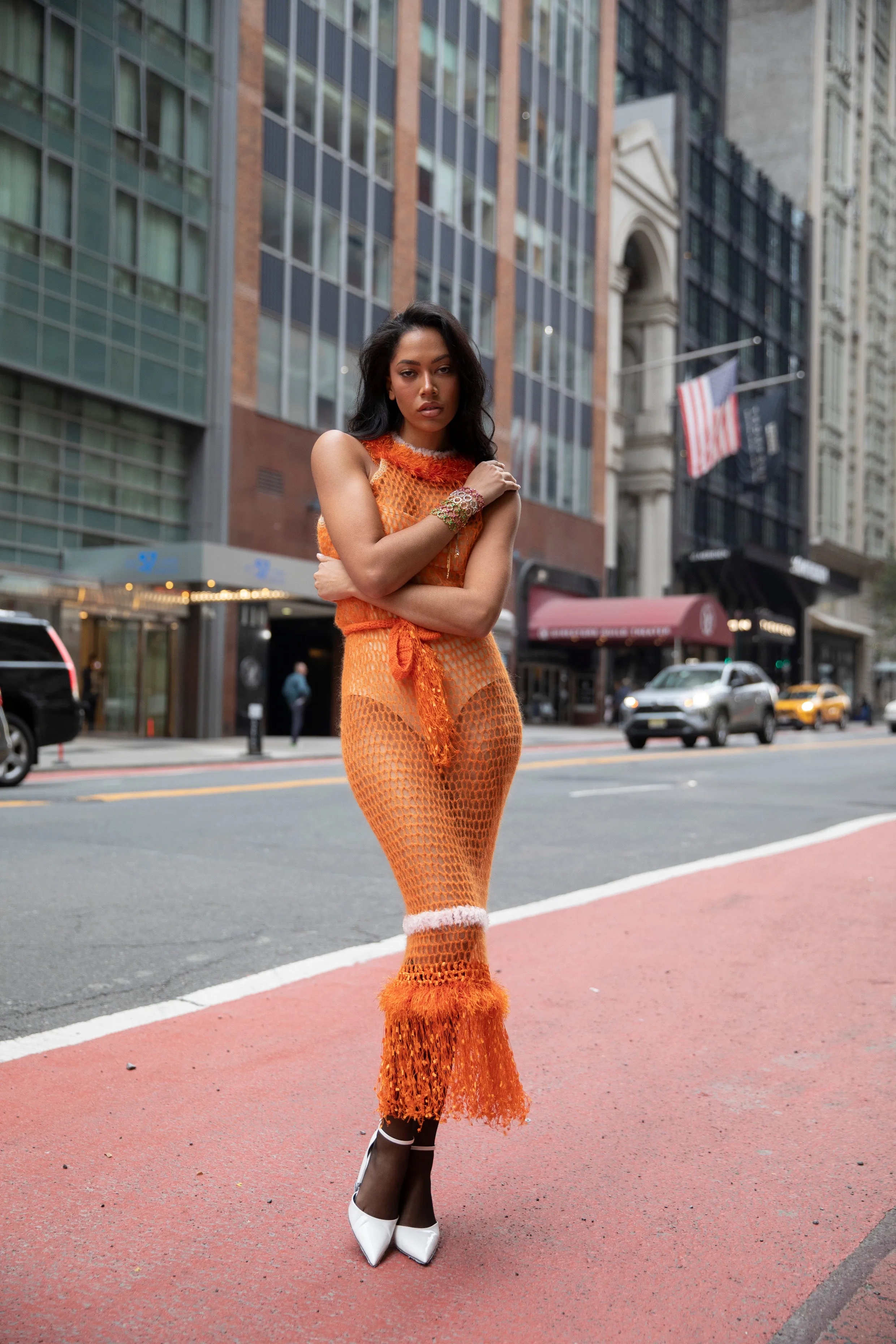 Orange Rose Handmade Knit Dress