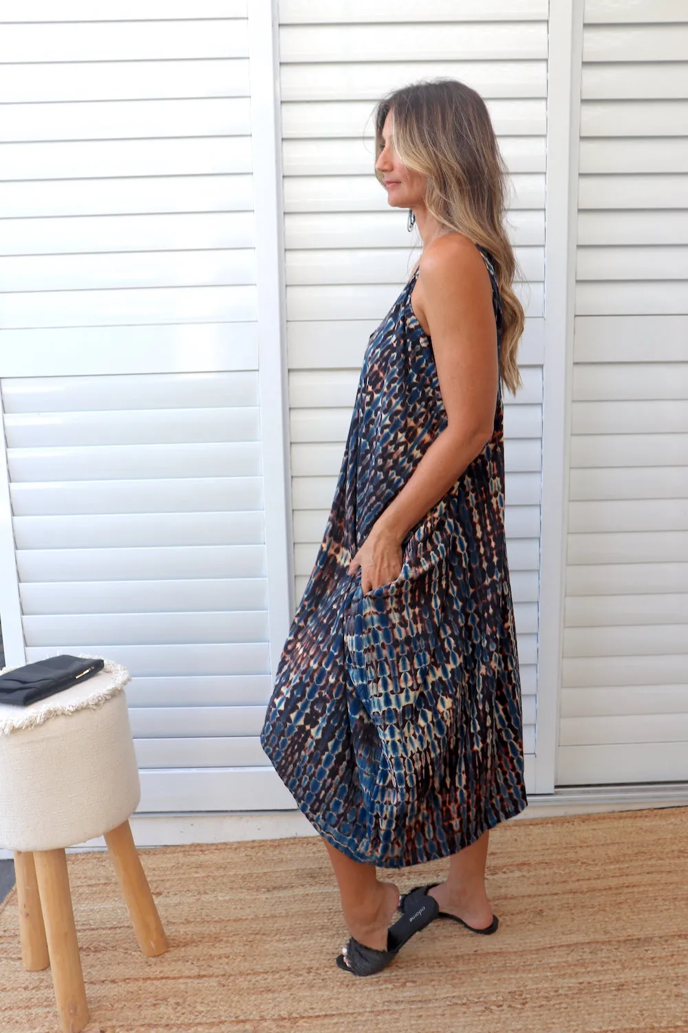 Palm Cove Dress in Midnight Tie Dye
