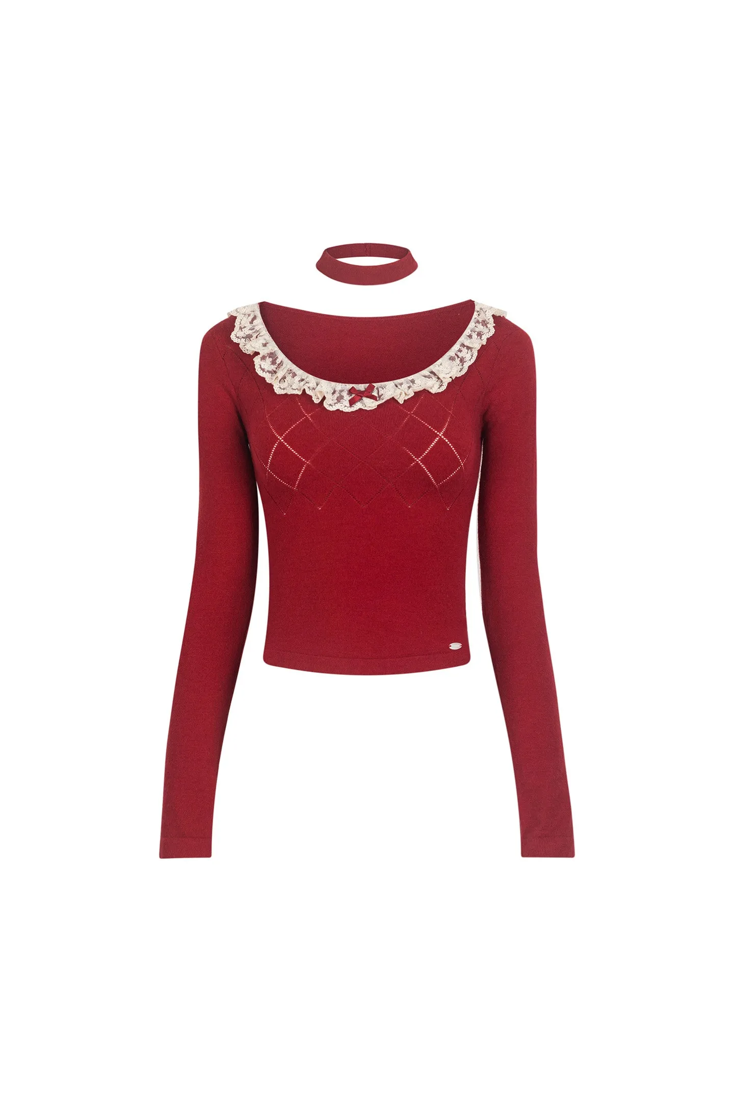 Paneled Lace Knitted Sweater