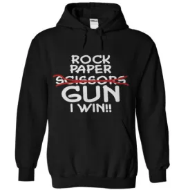 Rock Paper Scissors GUN I Win! Hoodie