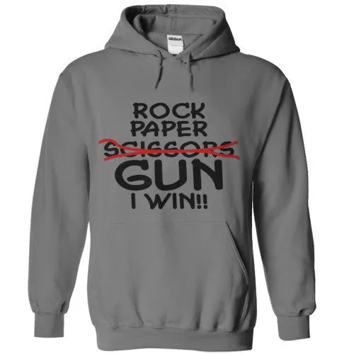 Rock Paper Scissors GUN I Win! Hoodie