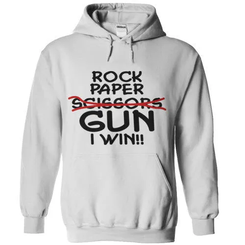 Rock Paper Scissors GUN I Win! Hoodie