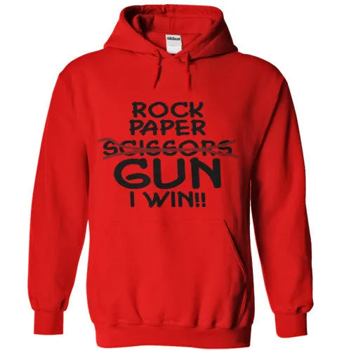 Rock Paper Scissors GUN I Win! Hoodie