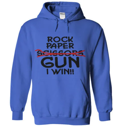 Rock Paper Scissors GUN I Win! Hoodie