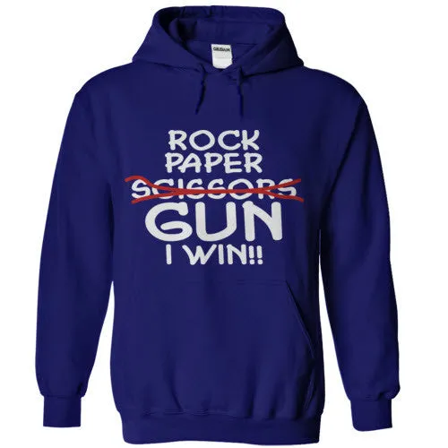 Rock Paper Scissors GUN I Win! Hoodie