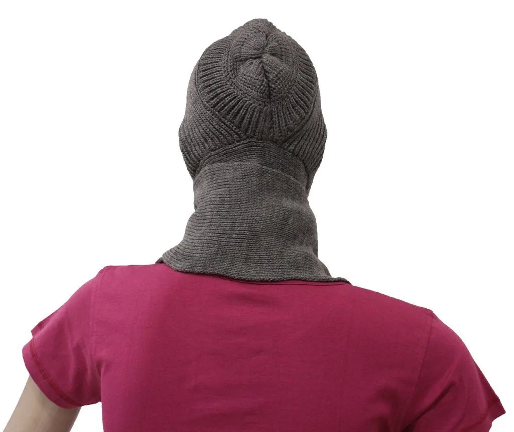Romano nx Women's Winter Grey Wool Cap With Scarf Attached
