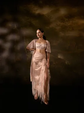 Embellished Nude Coord Set by Sanjali - Chic & Stylish