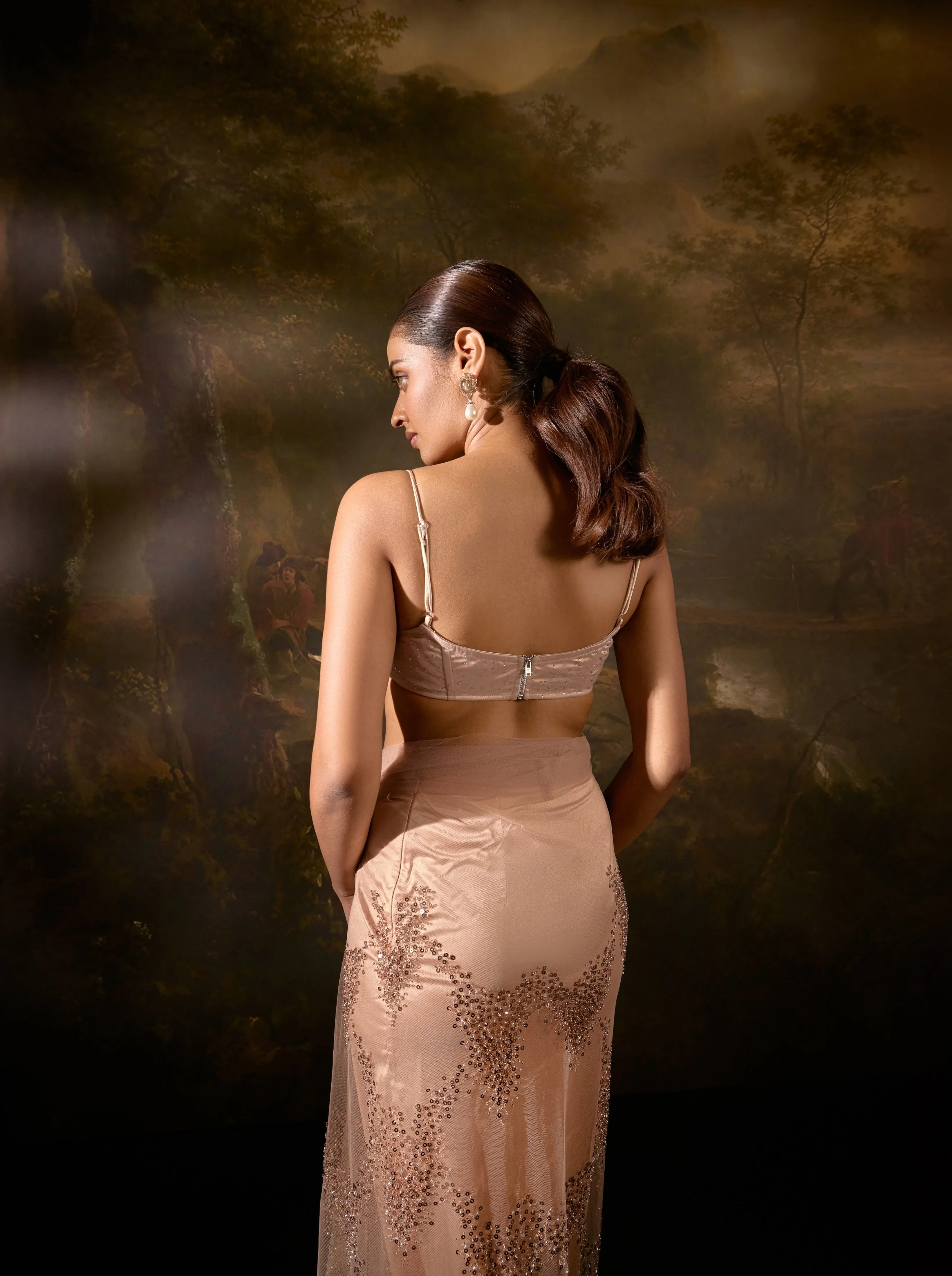 Embellished Nude Coord Set by Sanjali - Chic & Stylish