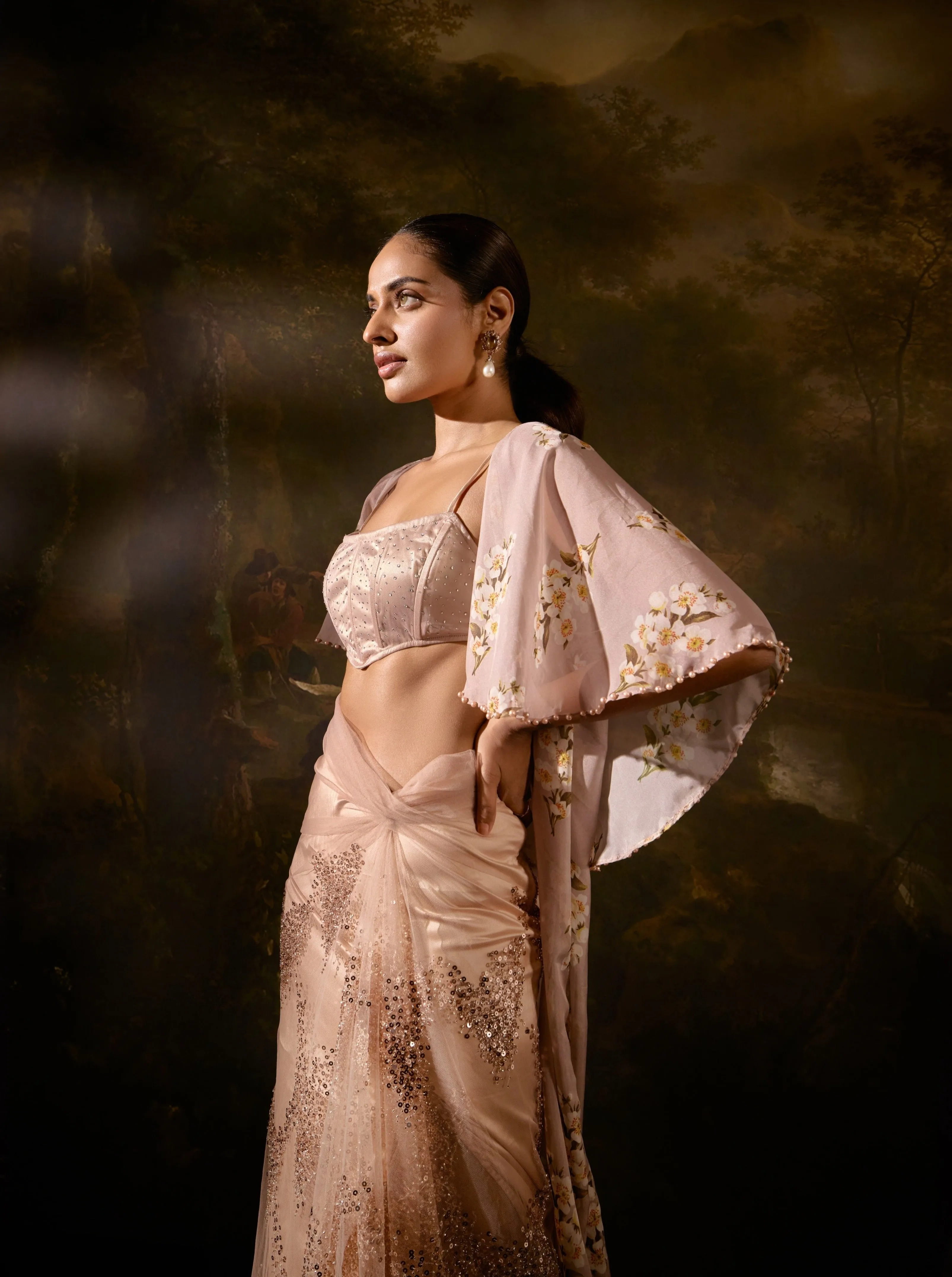 Embellished Nude Coord Set by Sanjali - Chic & Stylish