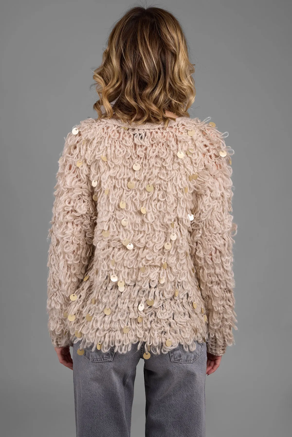 Sequined Loop Knit Cardigan