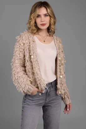 Sequined Loop Knit Cardigan