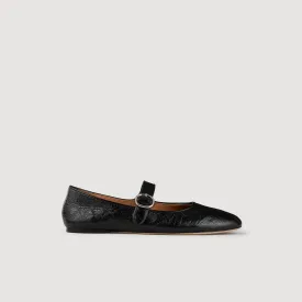 Sixties Shiny Leather Ballet Flats Black