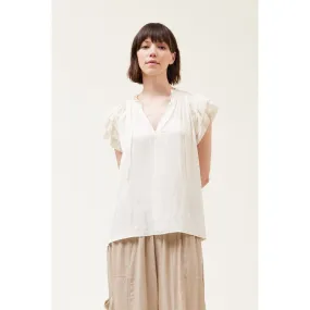 Sonia Grade and Gather Satin Ruffle Sleeve Blouse