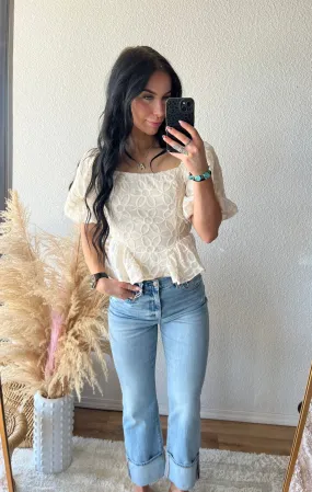 Sunday Stroll Embroidered Ivory Blouse