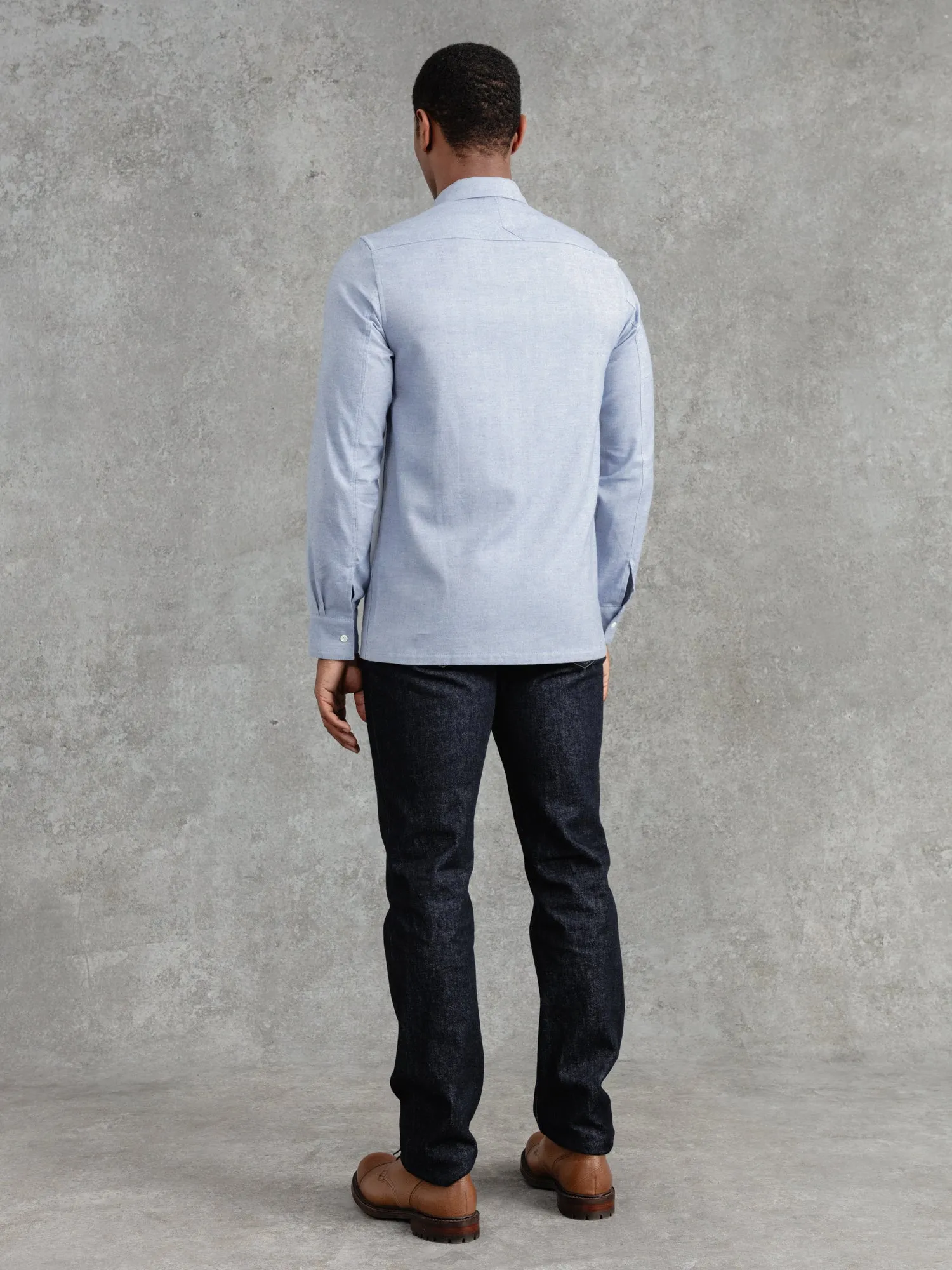 The Victor Melton Shirt - Oxford Blue Herringbone