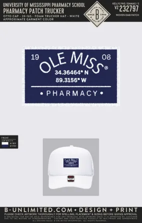 University of Mississippi Pharmacy School - Pharmacy Patch Trucker - Otto Cap - 39-165 - Foam Trucker Hat - White
