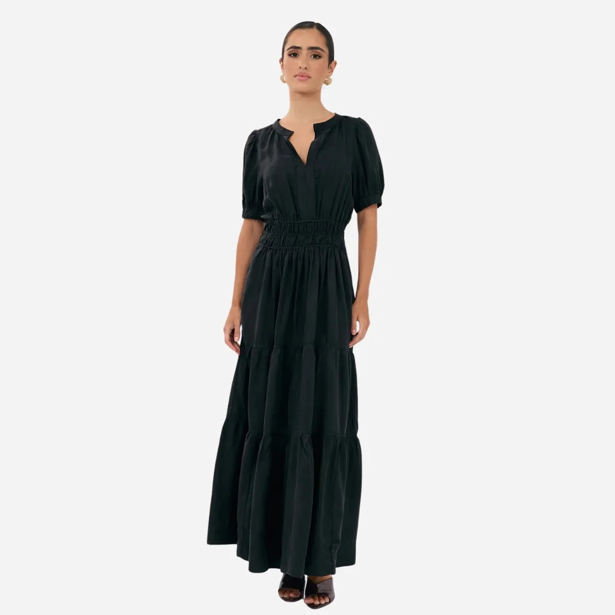 Violette Cupro Maxi Dress (Black)
