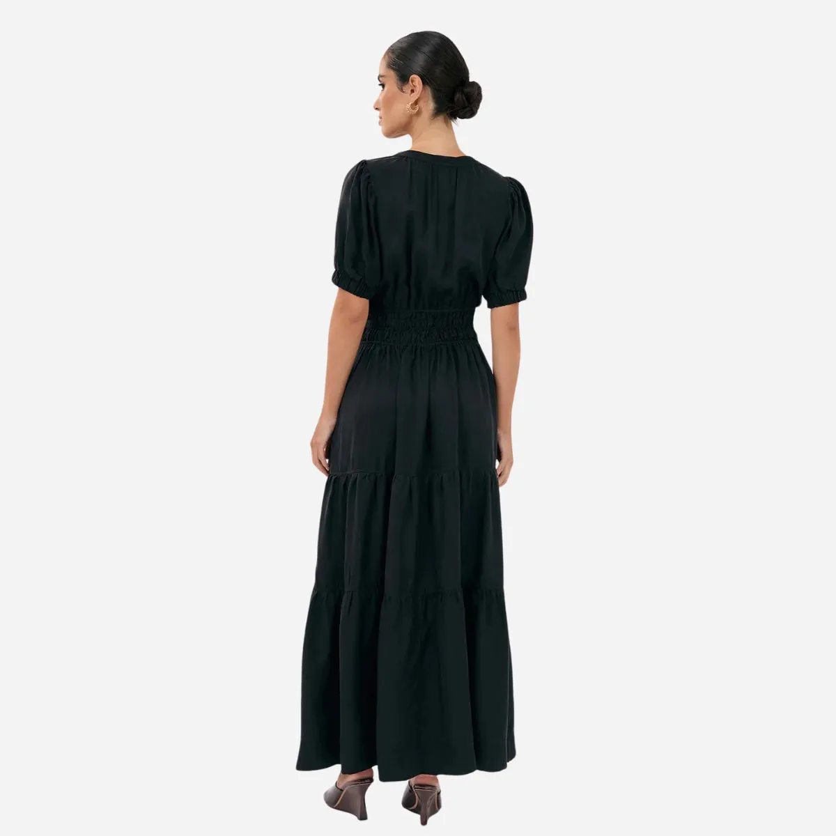 Violette Cupro Maxi Dress (Black)