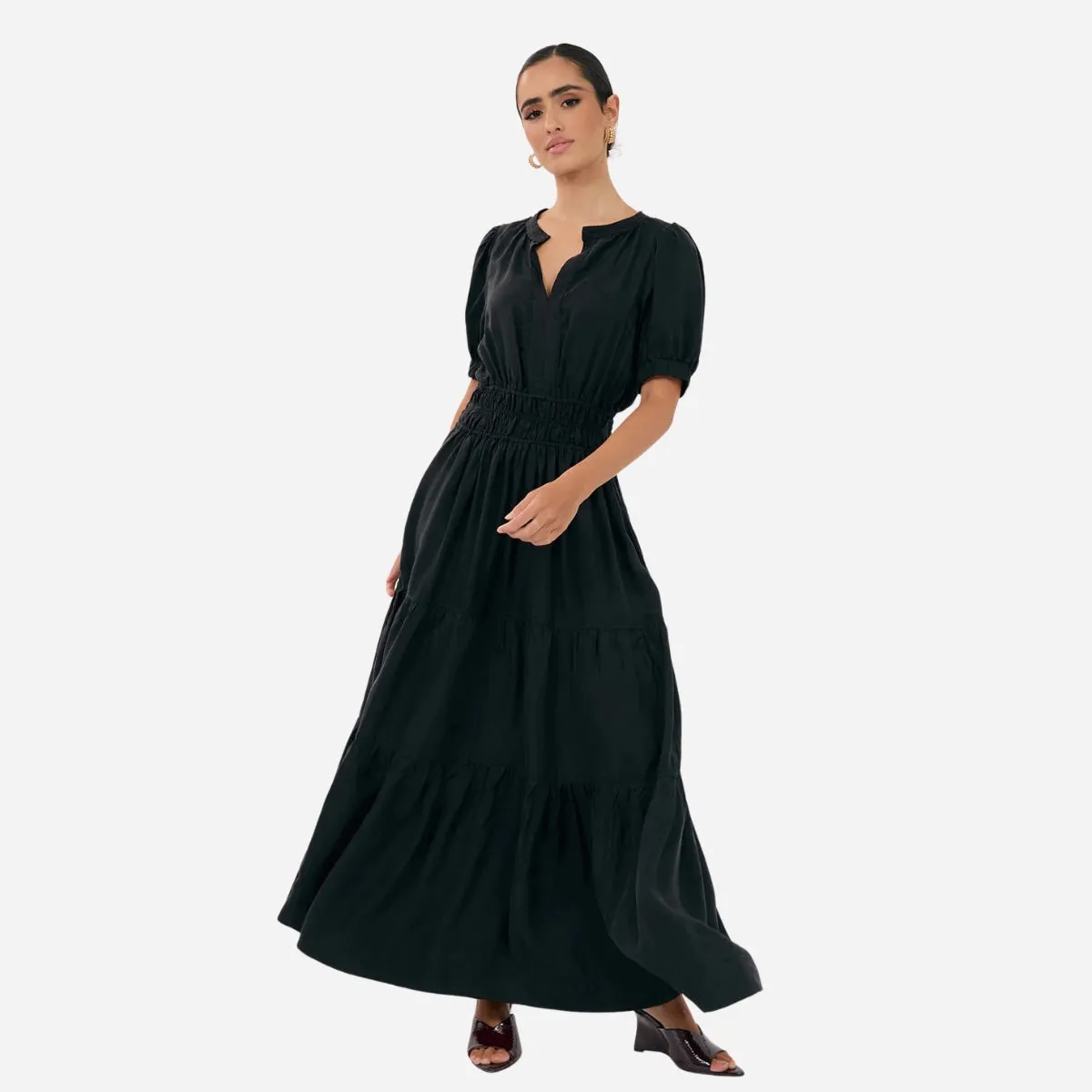 Violette Cupro Maxi Dress (Black)