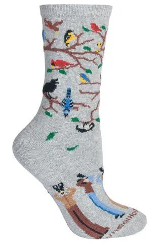 Wheel House Designs Birdwatchers on Grey Sock