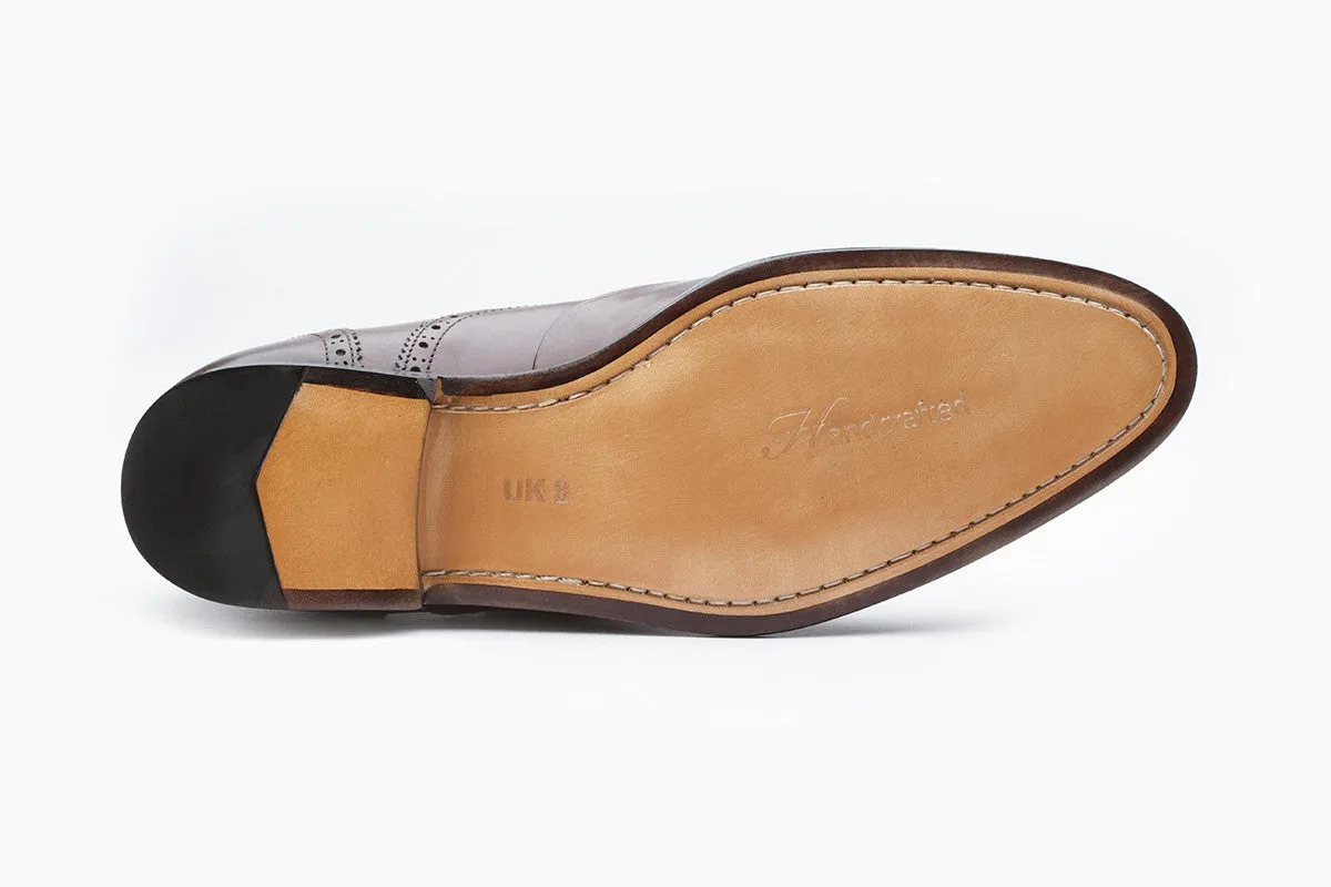 WINGCAP BROGUE OXFORD WITH GIMPING & PLEATING –BURGUNDY