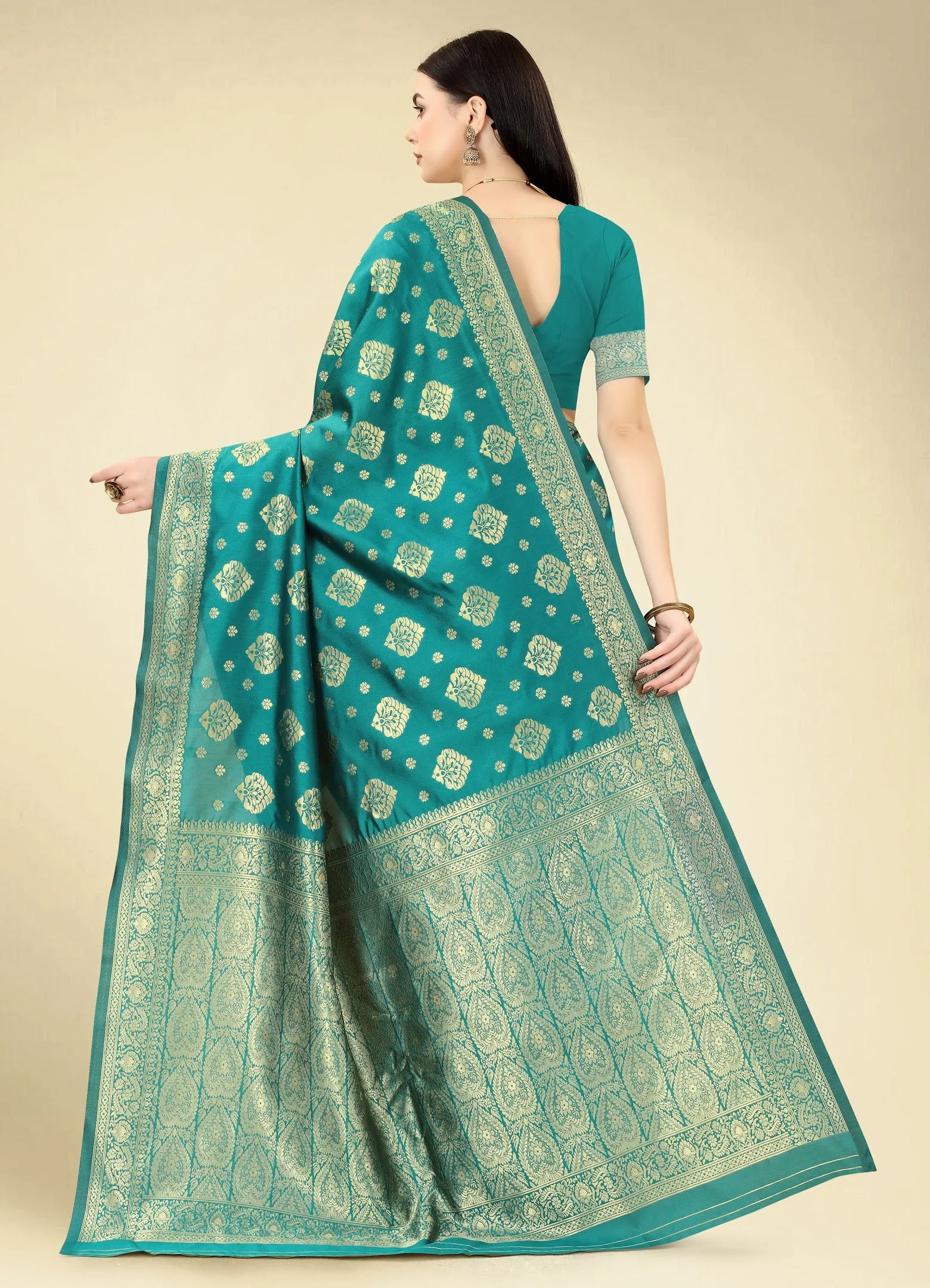 Women Party Wear Designer Rama Colour Banarasi Silk Saree Collection